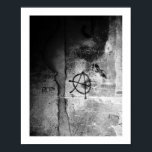 Grungy City Wall Anarchy Poster<br><div class="desc">A grungy urban wall with anarchy tagging and raven stencil. Black and white photo print. photo by becky nimoy.</div>