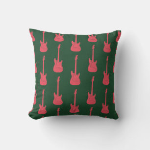 Grungy Classic Electric Guitar Polkadot pink green Cushion