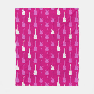 Grungy Classic Electric Guitar Polkadot pink white Fleece Blanket