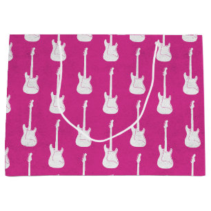Grungy Classic Electric Guitar Polkadot pink white Large Gift Bag