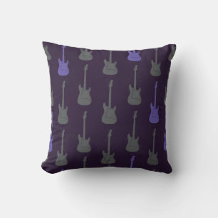 Grungy Classic Electric Guitar Polkadot purplegrey Cushion