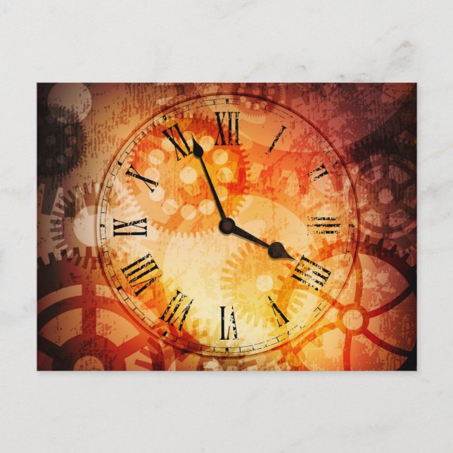 grungy clock postcard (Front)