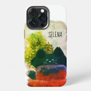 Grungy Cute Cartoon Hidden Fluffy Cat iPhone 13 Pro Case