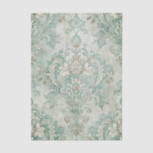 Grungy Damask Pattern in Shades of Teal Green Tissue Paper