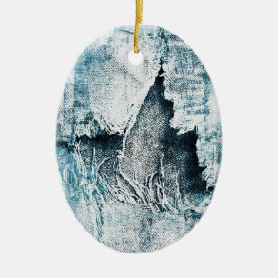 grungy denim ceramic tree decoration