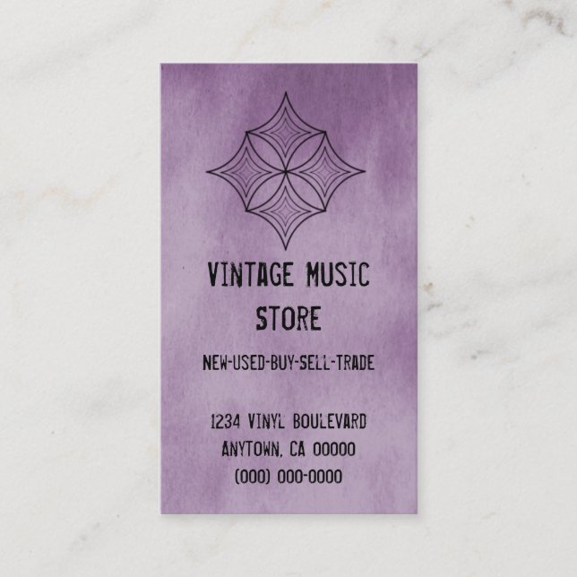 Grungy Diamond Business Card, Lilac Business Card (Front)