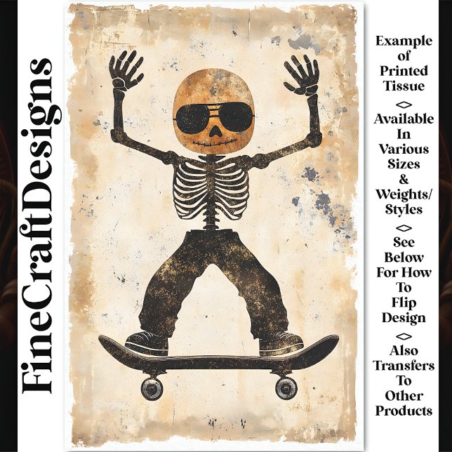 Grungy Edgy Skateboarding Skeleton AJ9 Decoupage Tissue Paper (Creator Uploaded)
