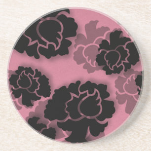 Grungy Floral Decadence Coaster, Pink Coaster