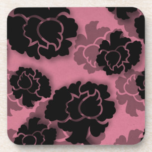 Grungy Floral Decadence Coaster Set, Pink