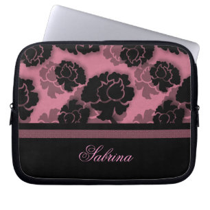 Grungy Floral Decadence Electronics Bag, Pink Laptop Sleeve