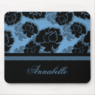 Grungy Floral Decadence Mousepad, Light Blue Mouse Pad