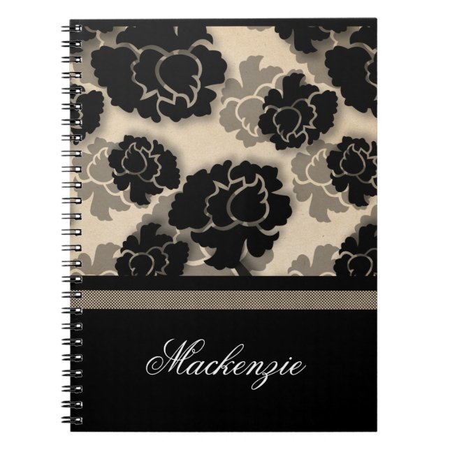Grungy Floral Decadence Notebook, Ivory Spiral Notebook (Front)