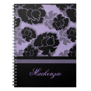 Grungy Floral Decadence Notebook, Lilac Spiral Notebook