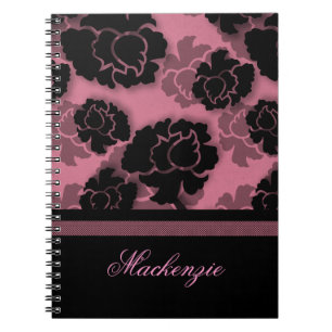 Grungy Floral Decadence Notebook, Pink Notebook