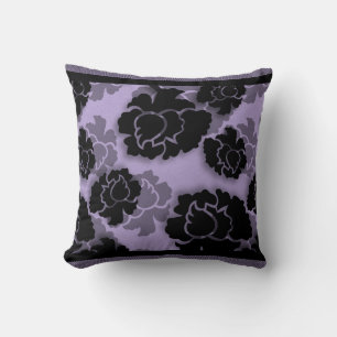 Grungy Floral Decadence Pillow, Lilac Cushion