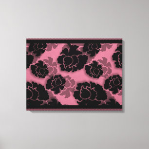 Grungy Floral Decadence Wrapped Canvas, Pink Canvas Print
