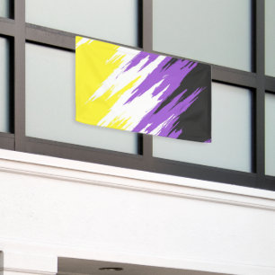 Grungy Funky ZigZag Abstract Nonbinary Pride Flag Banner