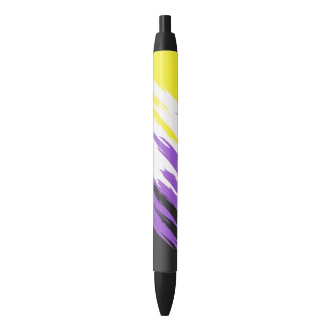 Grungy Funky ZigZag Abstract Nonbinary Pride Flag Black Ink Pen (Front Vertical)
