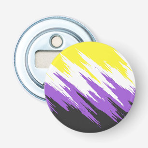Grungy Funky ZigZag Abstract Nonbinary Pride Flag Bottle Opener