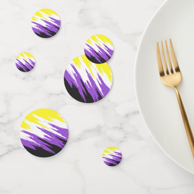 Grungy Funky ZigZag Abstract Nonbinary Pride Flag Confetti (Group)