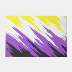 Grungy Funky ZigZag Abstract Nonbinary Pride Flag Doormat