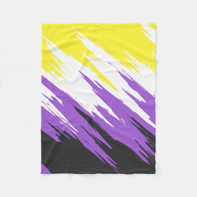 Grungy Funky ZigZag Abstract Nonbinary Pride Flag Fleece Blanket (Front)