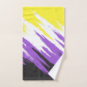 Grungy Funky ZigZag Abstract Nonbinary Pride Flag Hand Towel