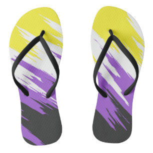 Grungy Funky ZigZag Abstract Nonbinary Pride Flag Jandals