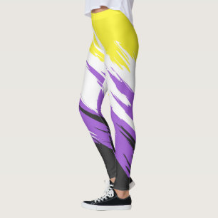 Grungy Funky ZigZag Abstract Nonbinary Pride Flag Leggings