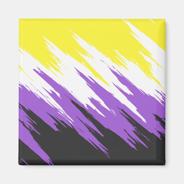 Grungy Funky ZigZag Abstract Nonbinary Pride Flag Magnet (Front)