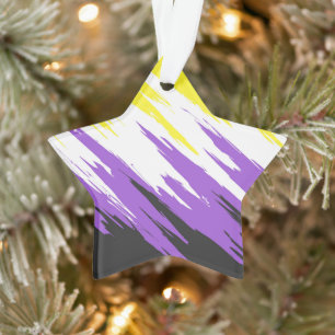 Grungy Funky ZigZag Abstract Nonbinary Pride Flag Ornament