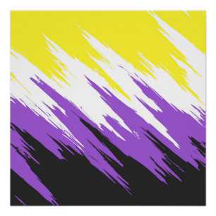 Grungy Funky ZigZag Abstract Nonbinary Pride Flag Poster
