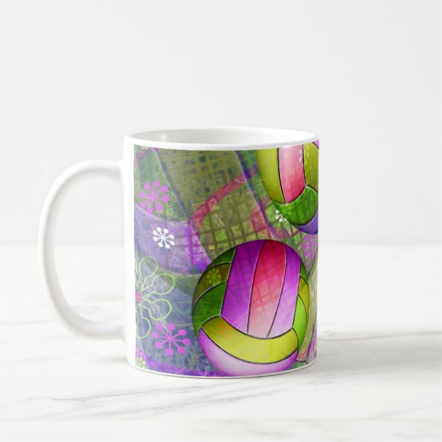 Grungy Girly Volleyball Coffee Mug (Left)