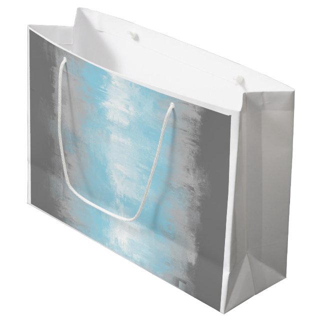 Grungy Glitchy Funky Abstract Demiboy Pride Flag Large Gift Bag (Front Angled)
