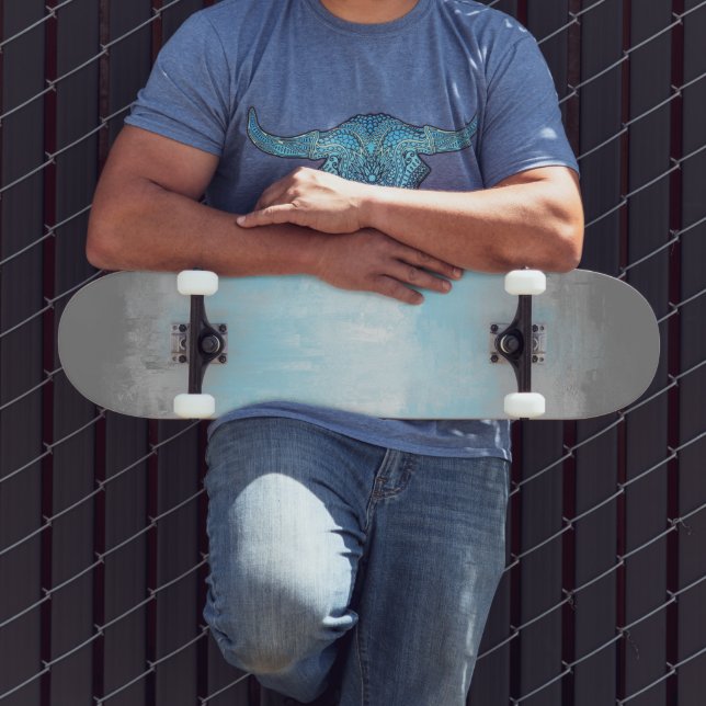 Grungy Glitchy Funky Abstract Demiboy Pride Flag Skateboard (Outdoor 3)