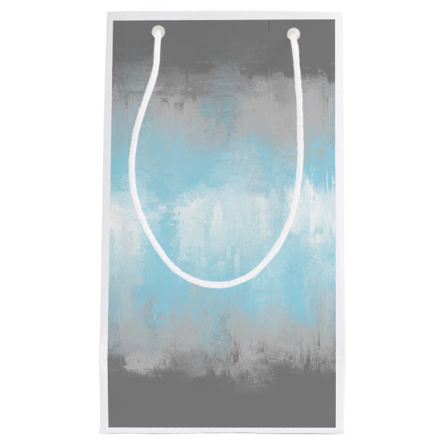Grungy Glitchy Funky Abstract Demiboy Pride Flag Small Gift Bag (Front)
