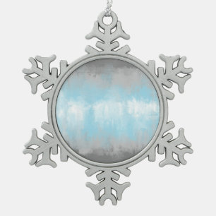 Grungy Glitchy Funky Abstract Demiboy Pride Flag Snowflake Pewter Christmas Ornament
