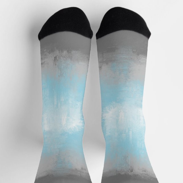 Grungy Glitchy Funky Abstract Demiboy Pride Flag Socks (Top)