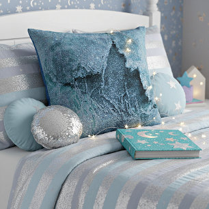 grungy glitter denim cushion