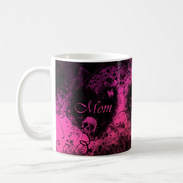 Grungy Goth Heart Mum Coffee Mug (Left)