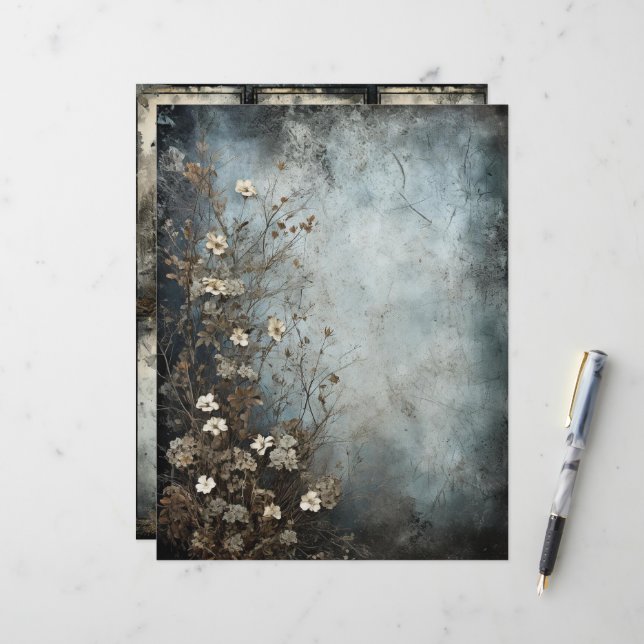 Grungy Gothic Winter Paper Craft Cardstock (Front/Back In Situ)