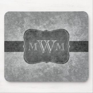 Grungy grey monogram mouse pad