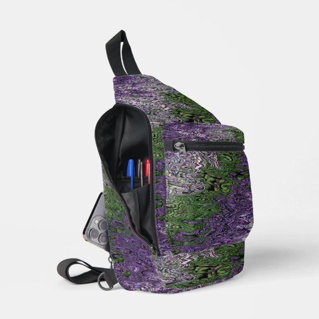 Grungy Groovy Funky Trippy Genderqueer Pride Sling Bag (Open)