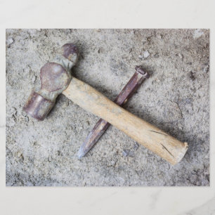 Grungy hammer and chisel