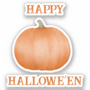 Grungy Happy Halloween and Plain Orange Pumpkin