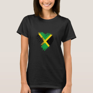 Grungy I Love Jamaica Heart Flag T-Shirt