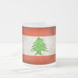 Grungy Lebanon Flag Frosted Glass Coffee Mug