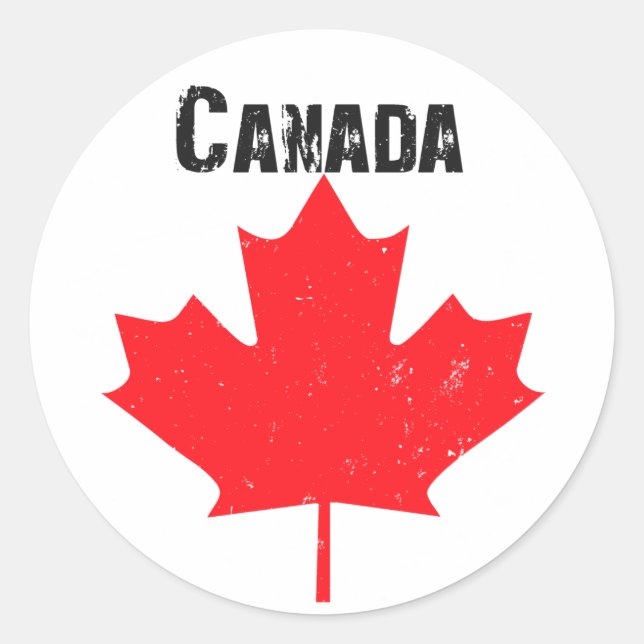 Grungy maple leaf design classic round sticker (Front)