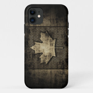 Grungy Metal Canadian Flag iPhone 11 Case