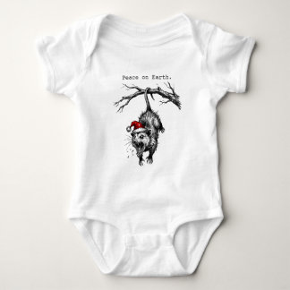 Grungy Opossum Silent Scream Peace on Earth Baby Bodysuit
